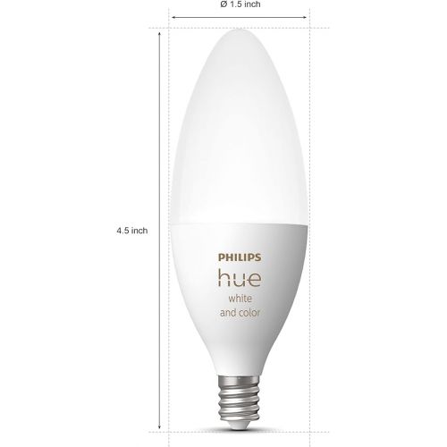 필립스 Philips Hue Smart 40W B39 Candle-Shaped LED Bulb - White and Color Ambiance Color-Changing Light - 1 Pack - 450LM - E12 - Control with Hue App - Works with Alexa, Google Assistant and Apple Homekit