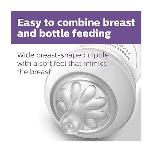 필립스 Philips AVENT Natural Baby Bottle with Natural Response Nipple, Clear, 9oz, 1pk, SCY903/01