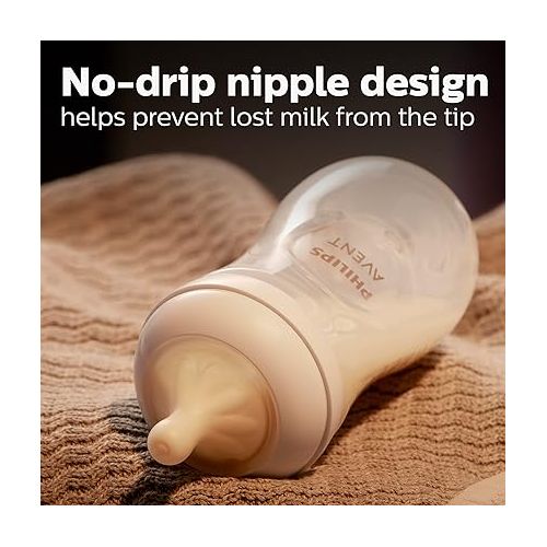 필립스 Philips AVENT Natural Baby Bottle with Natural Response Nipple, Clear, 9oz, 1pk, SCY903/01