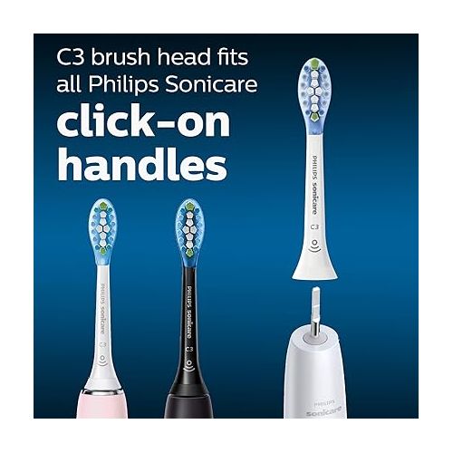 필립스 Philips Sonicare Genuine C3 Premium Plaque Control Toothbrush Heads, 4 Brush Heads, White, HX9044/65