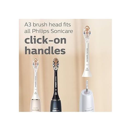 필립스 Philips Sonicare Genuine A3 Premium All-in-One Replacement Toothbrush Heads, 2 Brush Heads, White, HX9092/65
