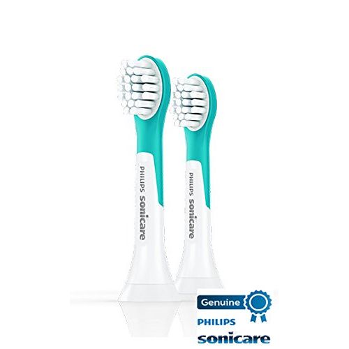 필립스 Philips Sonicare for Kids 3+ Genuine Replacement Toothbrush Heads, 2 Brush Heads, Turquoise and White, Compact, HX6032/94