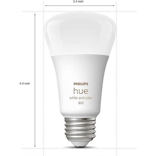 필립스 Philips Hue Smart 60W A19 LED Bulb - White and Color Ambiance Color-Changing Light - 3 Pack - 800LM - E26 - Indoor - Control with Hue App - Works with Alexa, Google Assistant and Apple Homekit