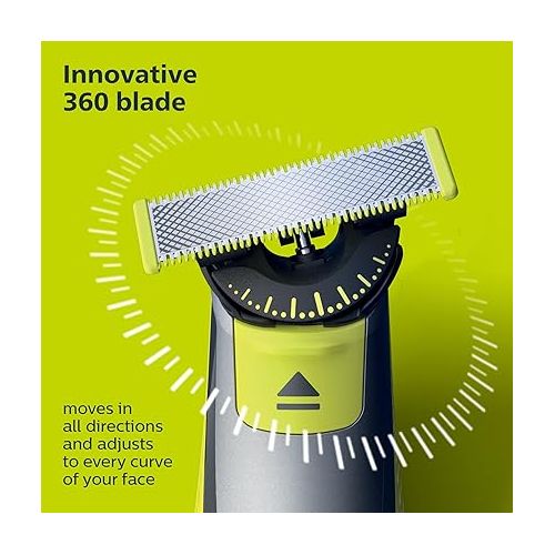 필립스 Philips Norelco OneBlade 360 Face + Body, Hybrid Electric Razor and Beard Trimmer for Men with 5-in-1 Face Stubble Comb and Body Hair Trimmer Kit, QP2834/70