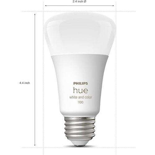 필립스 Philips Hue Smart Light Starter Kit - Includes (1) Bridge and (4) 75W A19 E26 LED Smart White and Color Ambiance Bulbs - Control with App - Compatible with Alexa, Google Assistant, and Apple HomeKit