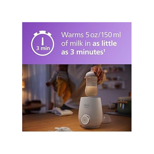 필립스 Philips Avent Premium Fast Bottle Warmer, with Smart Temperature Control, Water Bath Technology, Automatic Shut-off, Model SCF358