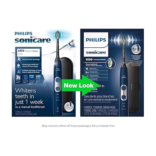 필립스 Philips Sonicare ProtectiveClean 6100 Rechargeable Electric Power Toothbrush, Navy Blue, HX6871/49