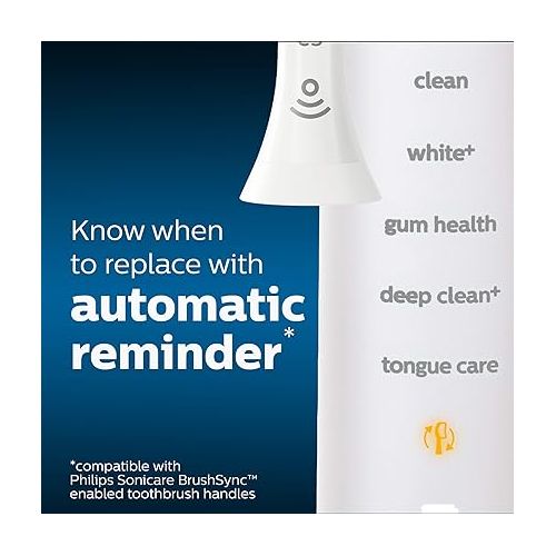 필립스 Philips Sonicare Genuine W DiamondClean Replacement Toothbrush Heads, 3 Brush Heads, White, HX6063/65