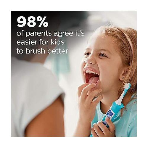 필립스 Philips Sonicare for Kids 3+ Bluetooth Connected Rechargeable Electric Power Toothbrush, Interactive for Better Brushing, Turquoise, HX6321/02