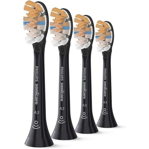 필립스 Philips Sonicare Premium All-in-One (A3) Replacement Toothbrush Heads, HX9094/95, Smart Recognition, Black 4-pk