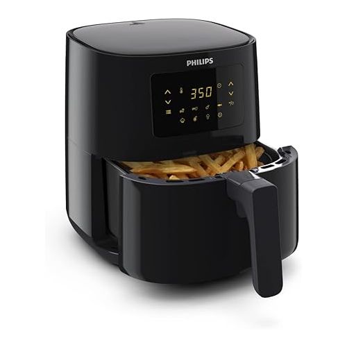 필립스 PHILIPS 3000 Series Air Fryer Essential Compact with Rapid Air Technology, 13-in-1 Cooking Functions to Fry, Bake, Grill, Roast & Reheat with up to 90% Less Fat*, 4.1L capacity, Black (HD9252/91)