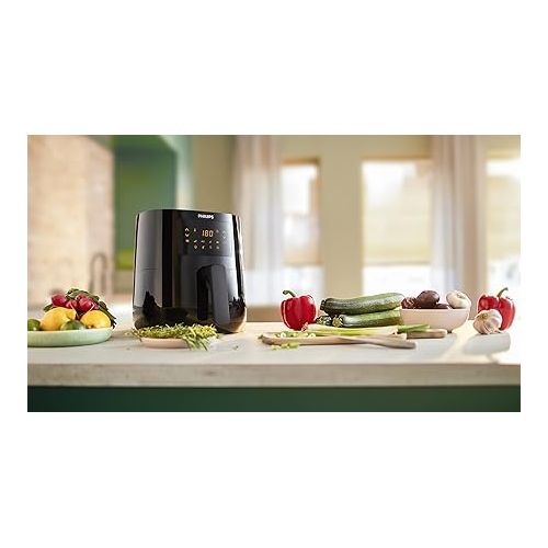 필립스 PHILIPS 3000 Series Air Fryer Essential Compact with Rapid Air Technology, 13-in-1 Cooking Functions to Fry, Bake, Grill, Roast & Reheat with up to 90% Less Fat*, 4.1L capacity, Black (HD9252/91)