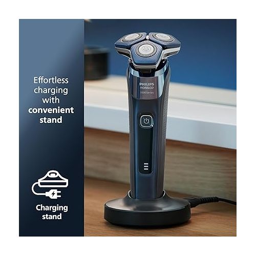 필립스 Philips Norelco Shaver 7800, Rechargeable Wet & Dry Electric Shaver with SenseIQ Technology, Quick Clean Pod, Charging Stand, Travel Case and Pop-up Trimmer, S7885/85