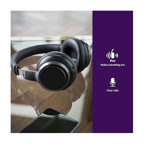 필립스 PHILIPS H9505 Hybrid Active Noise Canceling (ANC) Over Ear Wireless Bluetooth Pro-Performance Headphones with Multipoint Bluetooth Connection