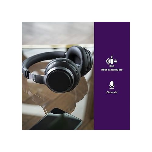 필립스 PHILIPS H9505 Hybrid Active Noise Canceling (ANC) Over Ear Wireless Bluetooth Pro-Performance Headphones with Multipoint Bluetooth Connection