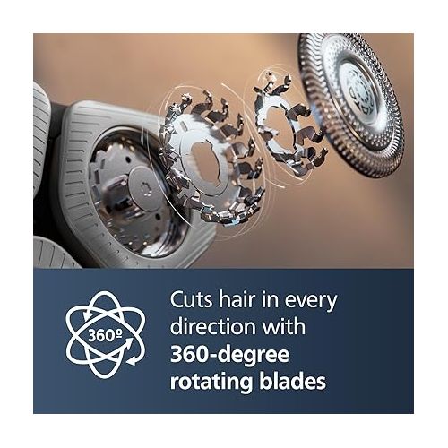 필립스 Philips Norelco S9000 Prestige Rechargeable Wet & Dry Electric Rotary Shaver with Precision Trimmer, Premium Case & Cleaning System, SP9841/84