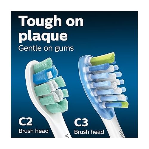 필립스 Philips Sonicare Genuine Toothbrush Head Variety Pack, C3 Premium Plaque Control and C2 Optimal Control, 3 Brush Heads, White, HX9023/69