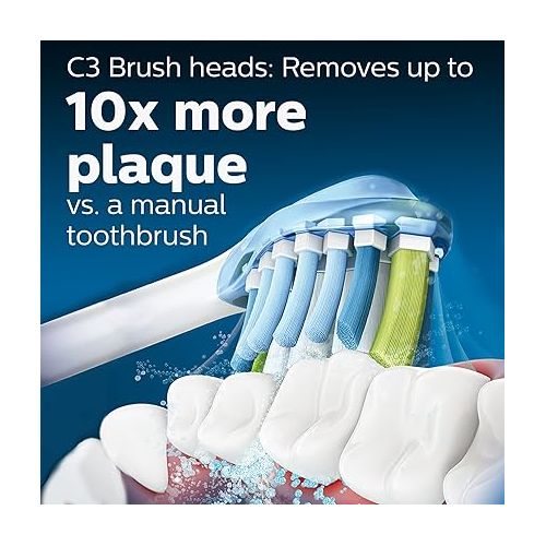 필립스 Philips Sonicare Genuine Toothbrush Head Variety Pack, C3 Premium Plaque Control and C2 Optimal Control, 3 Brush Heads, White, HX9023/69