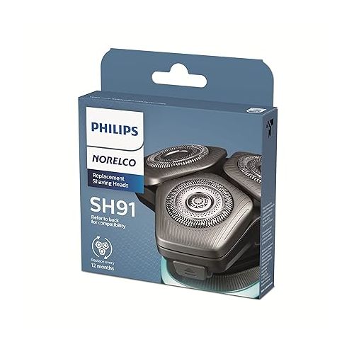 필립스 Philips Norelco Genuine SH91/52 Replacement Shaving Heads Compatible with Norelco Shaver Series S9000 and 9000 Prestige, Latest Version for Refreshed SH90/70, SH98/70, and SH98/80