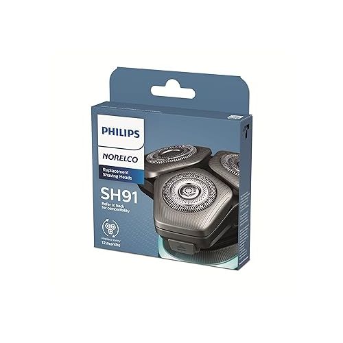 필립스 Philips Norelco Genuine SH91/52 Replacement Shaving Heads compatible with Norelco Shaver Series S9000 and 9000 Prestige, Latest Version for Refreshed SH90/70, SH98/70, and SH98/80