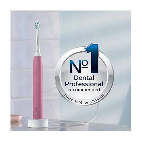 필립스 Philips Sonicare 4100 Power Toothbrush, Rechargeable Electric Toothbrush with Pressure Sensor, Deep Pink HX3681/26