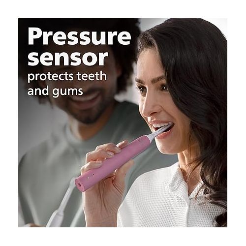 필립스 Philips Sonicare 4100 Power Toothbrush, Rechargeable Electric Toothbrush with Pressure Sensor, Deep Pink HX3681/26