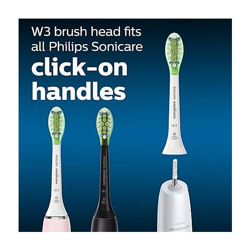 필립스 Philips Sonicare Genuine W3 Premium White Replacement Toothbrush Heads, 4 Brush Heads, White, HX9064/65