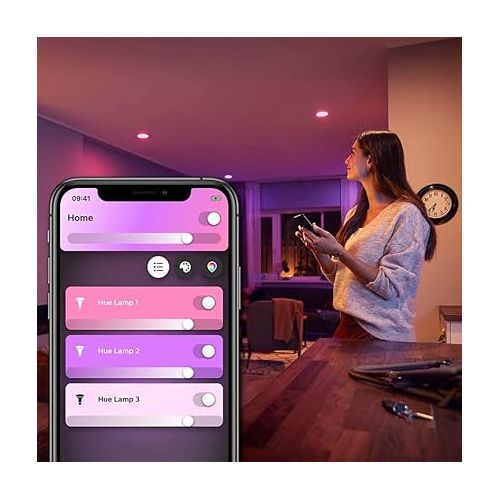 필립스 Philips Hue Smart 6 Inch LED Downlight - 4 Pack, Color-Changing, 1100LM - Control with App, Compatible with Alexa, Google Assistant, Apple HomeKit