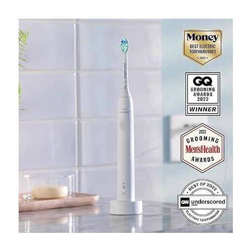필립스 Philips Sonicare 4100 Power Toothbrush, Rechargeable Electric Toothbrush with Pressure Sensor, White HX3681/23