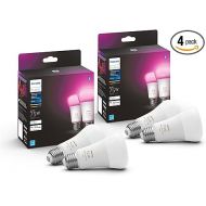 Philips Hue 75W A19 White and Color Ambiance LED Smart Color-Changing Bulb - Pack of 4 - E26 Indoor - Control with Hue App - Compatible with Alexa, Google Assistant, and Apple Homekit