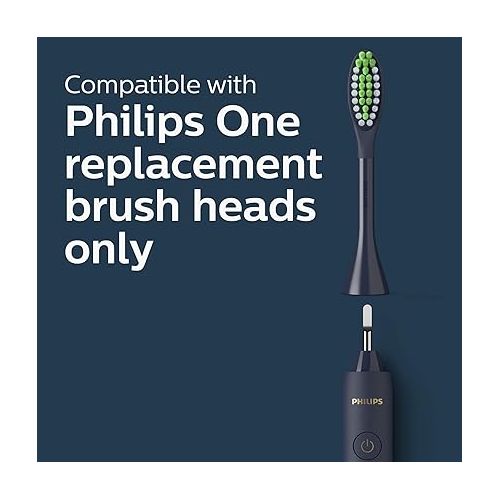 필립스 Philips One by Sonicare Battery Toothbrush, Brush Head Bundle, Midnight Blue, BD1002/AZ