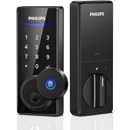 Philips Fingerprint Door Lock, Digital Keypad Deadbolt Lock with Keys, Electronic Biometric Keyless Entry Door Lock for Front Door,Auto Lock,Easy Install,IP54 Waterproof
