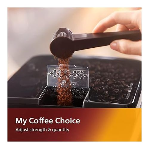 필립스 Philips 3200 Series Fully Automatic Espresso Machine - LatteGo Milk Frother & Iced Coffee, 5 Coffee Varieties, Intuitive Touch Display, Black, (EP3241/74)