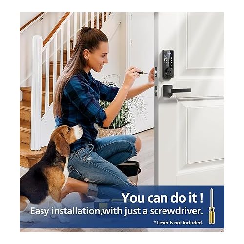 필립스 Philips Fingerprint Door Lock, Keyless Entry Door Lock, Electronic Door Lock, Touchscreen Keypad Deadbolt - Easy Installation and Set up - Matte Black