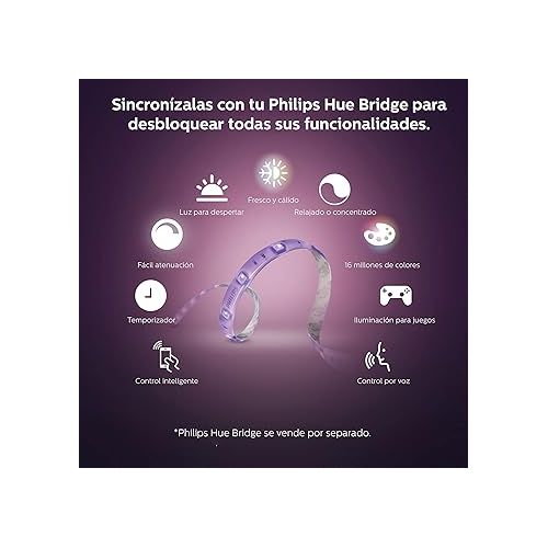 필립스 Philips Hue LightStrip Plus Dimmable LED Smart Light Extension (Requires Lightstrip Base & Hue Hub, Works with Alexa, HomeKit & Google Assistant)