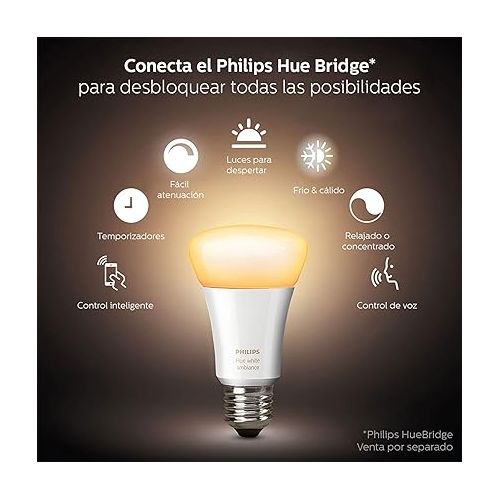 필립스 Philips Hue Smart 100W A21 LED Bulb - White Ambiance Warm-to-Cool White Light - 1 Pack - 1600LM & Smart 75W A19 LED Bulb - White and Color Ambiance Color-Changing Light - 1 Pack
