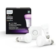 Philips Hue White and Color Ambiance A19 60W Equivalent LED Smart Bulb Starter Kit (3 A19 Bulbs and 1 Hub Compatible with Amazon Alexa Apple HomeKit and Google Assistant), (Model: 464479)