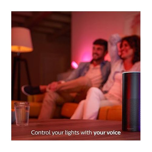 필립스 Philips Hue White and Color Ambiance A19 60W Equivalent LED Smart Bulb Starter Kit (3 A19 Bulbs and 1 Hub Compatible with Amazon Alexa Apple HomeKit and Google Assistant), (Model: 464479)