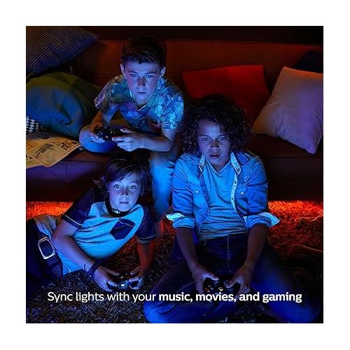 필립스 Philips Hue White and Color Ambiance A19 60W Equivalent LED Smart Bulb Starter Kit (3 A19 Bulbs and 1 Hub Compatible with Amazon Alexa Apple HomeKit and Google Assistant), (Model: 464479)