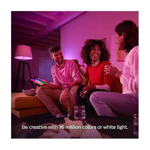 필립스 Philips Hue White and Color Ambiance A19 60W Equivalent LED Smart Bulb Starter Kit (3 A19 Bulbs and 1 Hub Compatible with Amazon Alexa Apple HomeKit and Google Assistant), (Model: 464479)