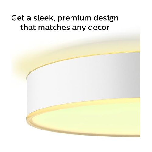 필립스 Philips Hue Enrave Large Ceiling Lamp, White - White Ambiance, Smart, LED Light - Pack of 1 - Control with Hue App - Compatible with Alexa, Google Assistant, and Apple Homekit