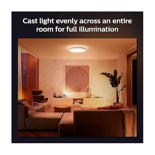 필립스 Philips Hue Enrave Large Ceiling Lamp, White - White Ambiance, Smart, LED Light - Pack of 1 - Control with Hue App - Compatible with Alexa, Google Assistant, and Apple Homekit