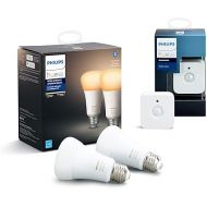 Philips Hue Motion Sensor + White Ambiance A19 LED Smart Bulb 2-Pack, Compatible with Alexa, Apple Homekit and Google Assistant, Bluetooth Compatible, Motion Sensor Requires Bridge