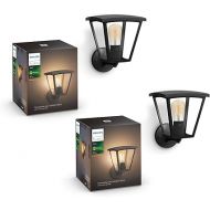 Philips Hue Inara Outdoor Smart Wall Light, Black - E26 White Filament LED Bulb - 2 Pack - Requires Hue Bridge - Control with Hue App and Voice - Weatherproof