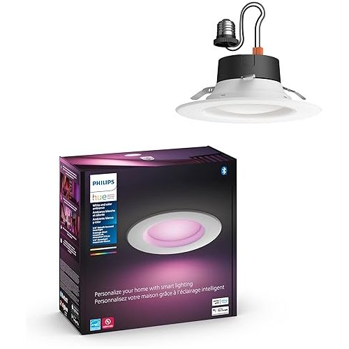 필립스 Philips Hue White and Color Ambiance Smart LED Downlights (4 Pack) White and Color Ambiance Smart LED Downlight (1 Pack)