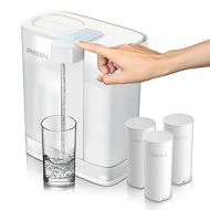 PHILIPS GoZero Next-gen Instant Water Filter Pitcher, Rechargeable Battery, Mirco-X Clean Technology, 3L 12 Cups, 1L/min Fast Flow, Countertop Filtered Water Purifier Jug for Tap Water, 1 Filter