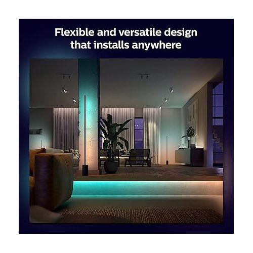 필립스 Philips Hue Indoor 6-Foot Smart LED Light Strip Base Kits with Plugs - Flowing Multicolor Effect - 2 Pack - Control with Hue App - Works with Alexa, Google Assistant and Apple HomeKit.