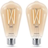 Philips Tunable White ST19 60W Equivalent Dimmable Smart Wi-Fi WiZ Connected Vintage Edison LED Light Bulb (2 Pack), Compatible with Alexa, Google Assistant, and Siri Shortcuts