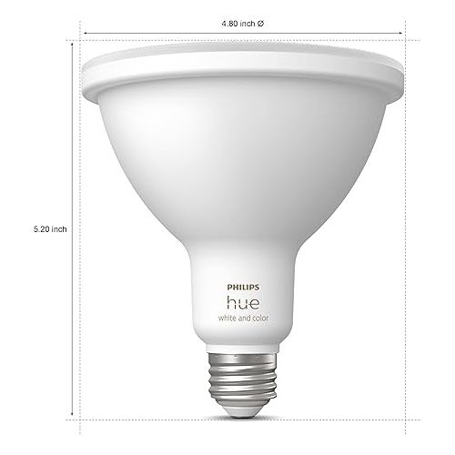 필립스 Philips Hue Smart 100W PAR38 LED Bulb & Bridge - Unlock The Full Potential of Hue - Multi-Room and Out-of-Home Control - Create Automations and Zones