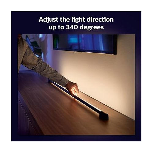 필립스 Philips Hue Compact Smart Light Tube, Black - White and Color Ambiance LED Color-Changing Light - 1 Pack - Sync with TV, Music, and Gaming - Requires Bridge and Sync Box - Control with App or Voice